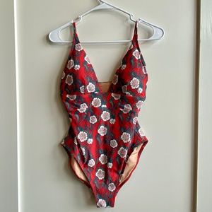J. Crew One-Piece Swimsuit in Poppy Print